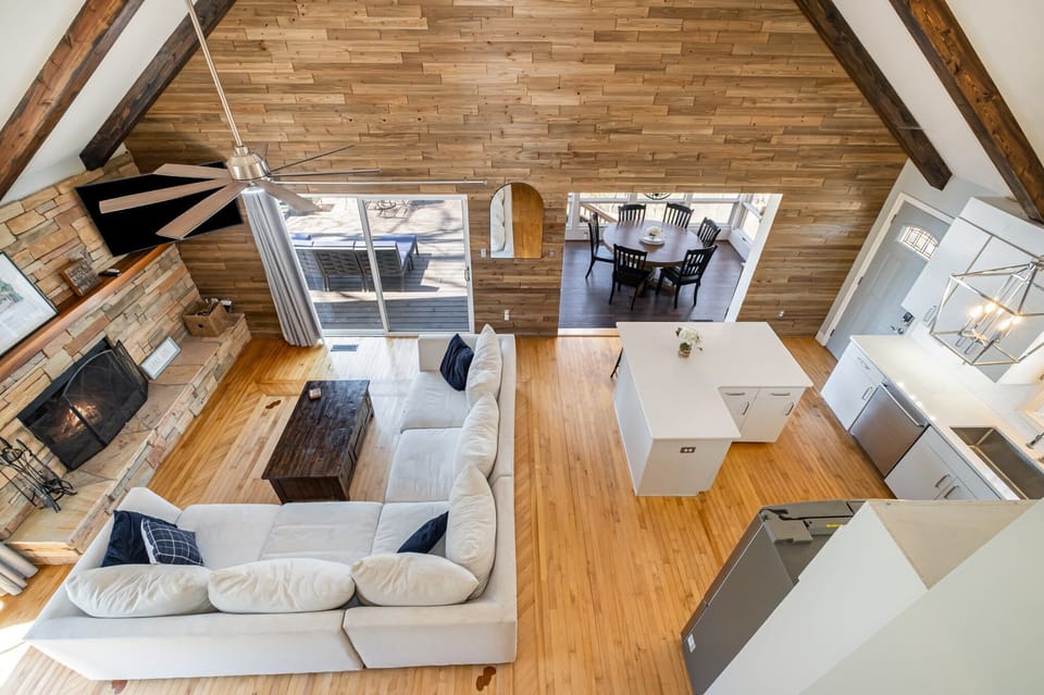 Open concept with living, dining and kitchen areas altogether.