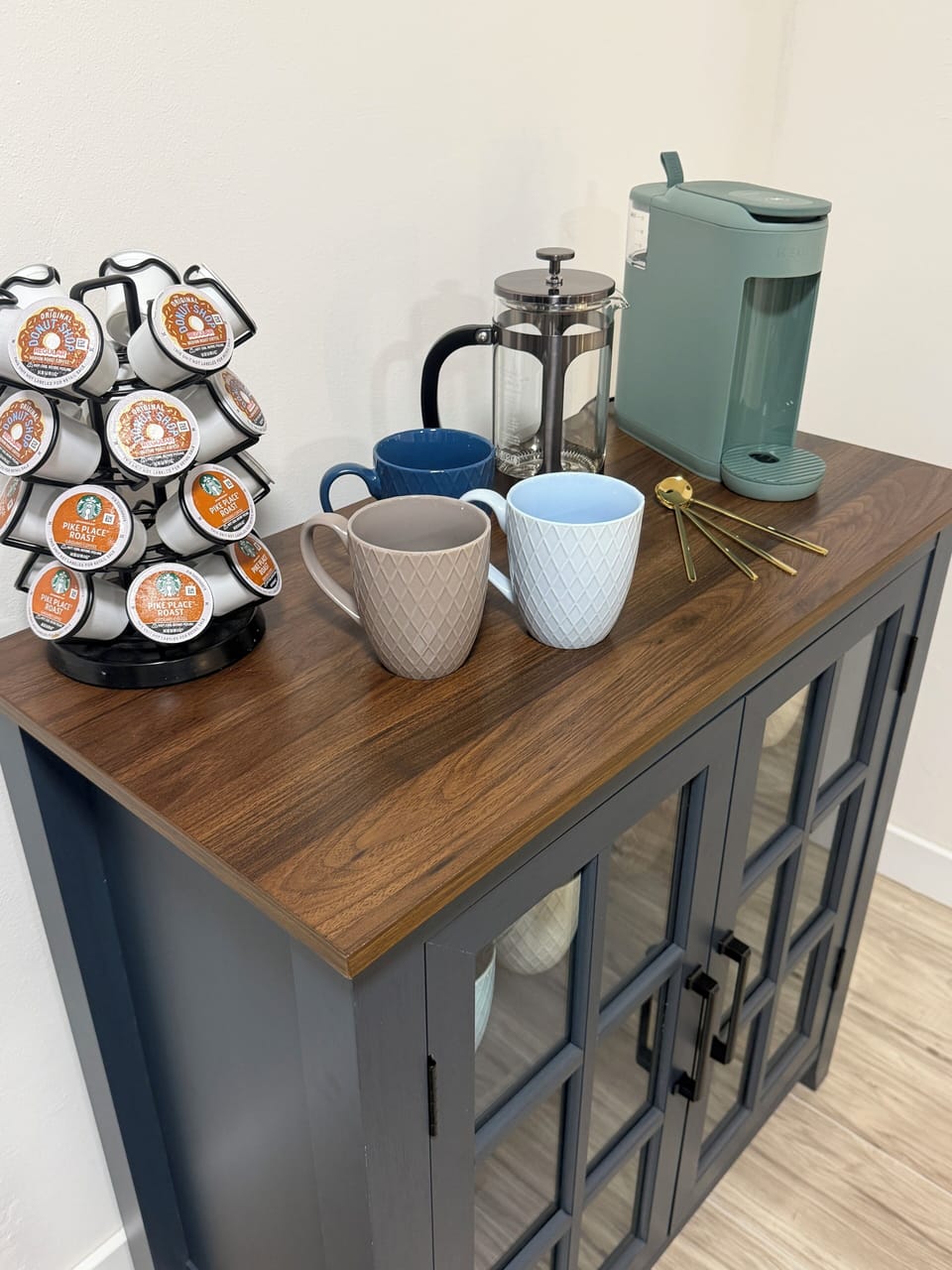 Fully stocked coffee bar in kitchen
