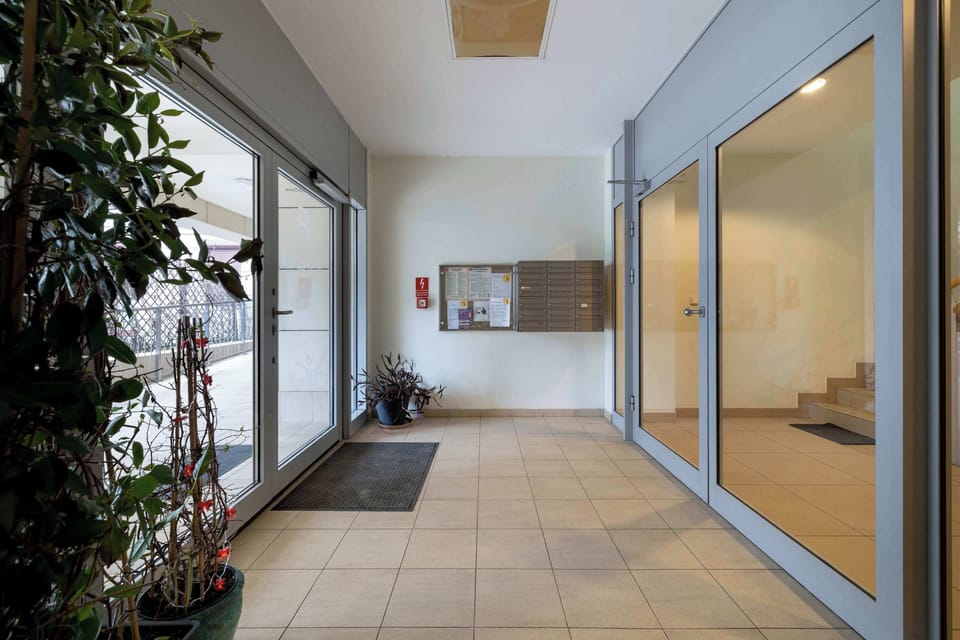 Bicycle storage area inside the building.