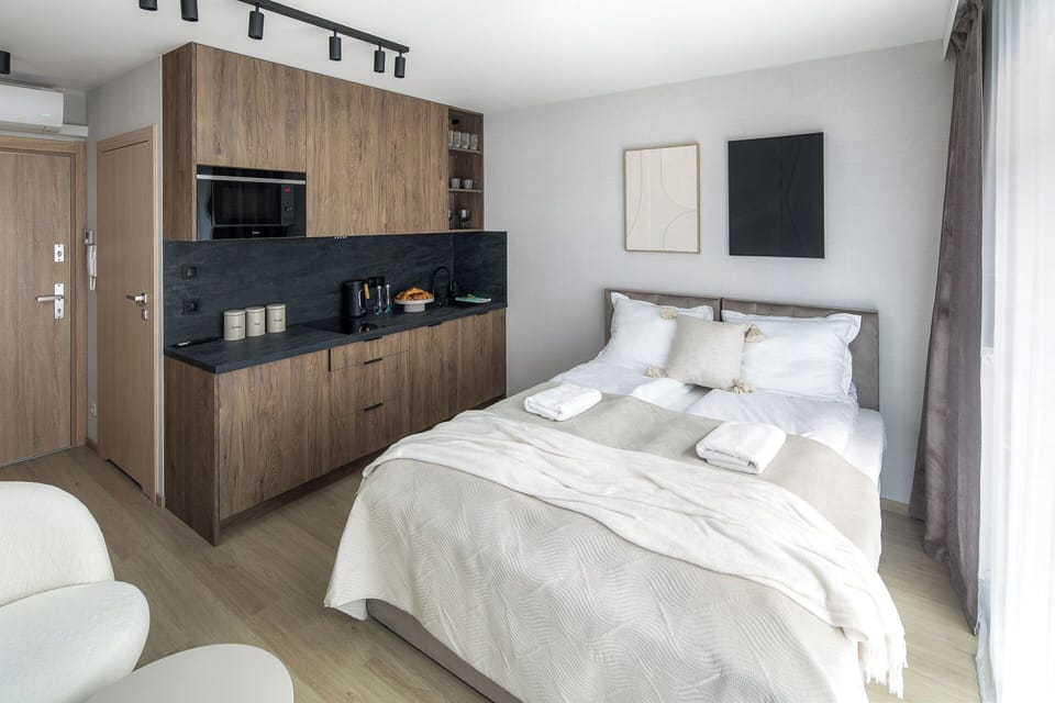 Premium Studio Suite, Balcony | Blackout drapes, soundproofing, free WiFi