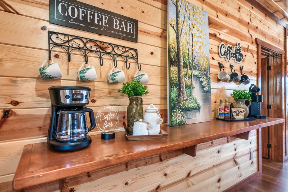 Coffee Bar with regular drip style coffee and K-cup coffee maker