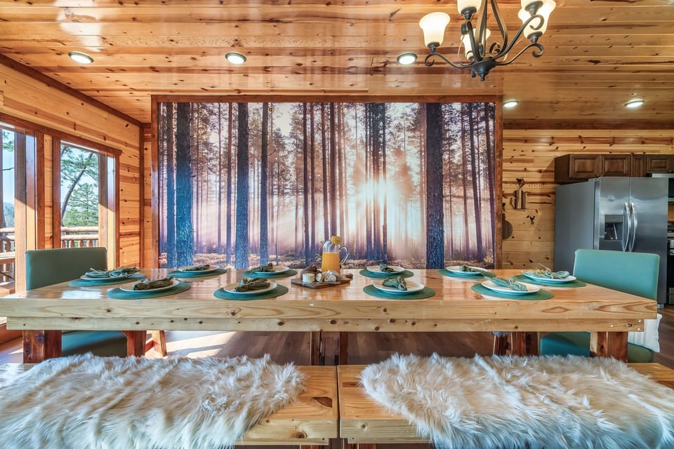 Large dining table for family meals.