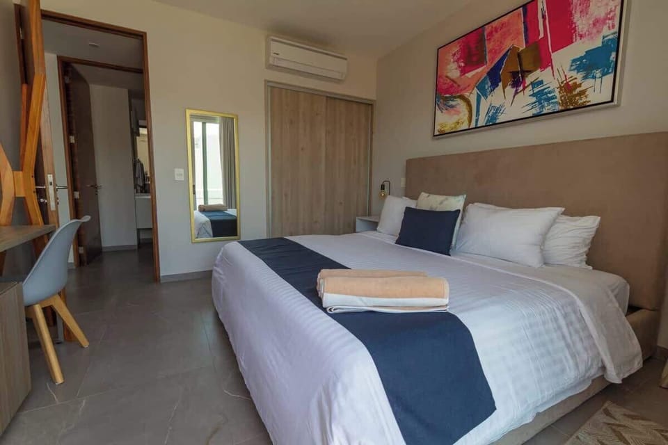 Comfortable bedroom; a restful night's sleep.