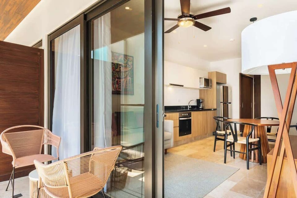 Balcony + living room area