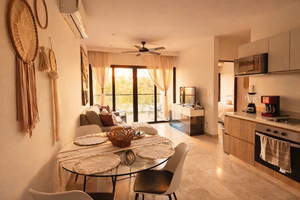 Cozy living space with smart TV; unwind after a day of exploring.