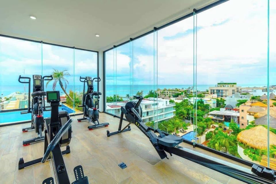 Beachfront gym, cool and functional.