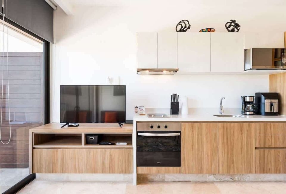The kitchen area is fully equipped