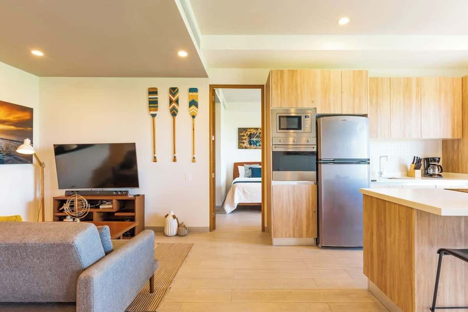 Relax on the comfy sofa in our spacious living room.