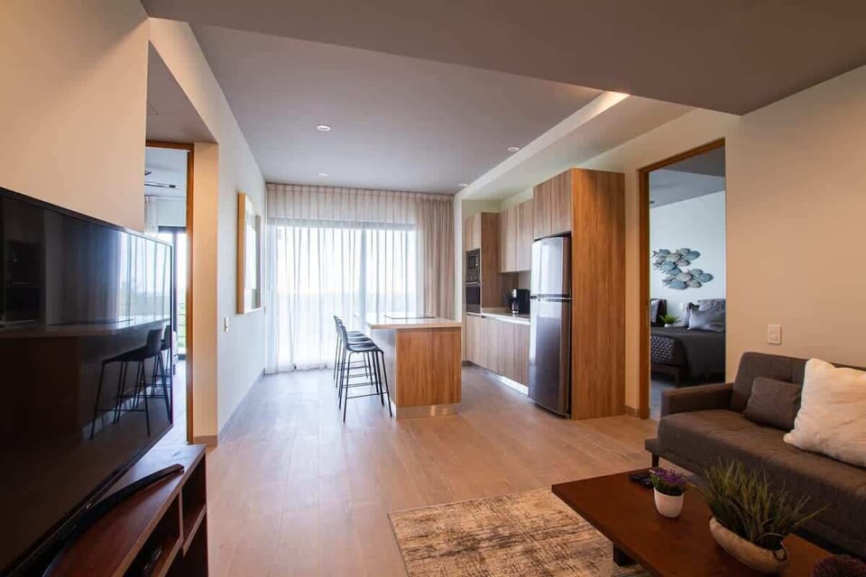 Relax on the comfy sofa in our spacious living room.