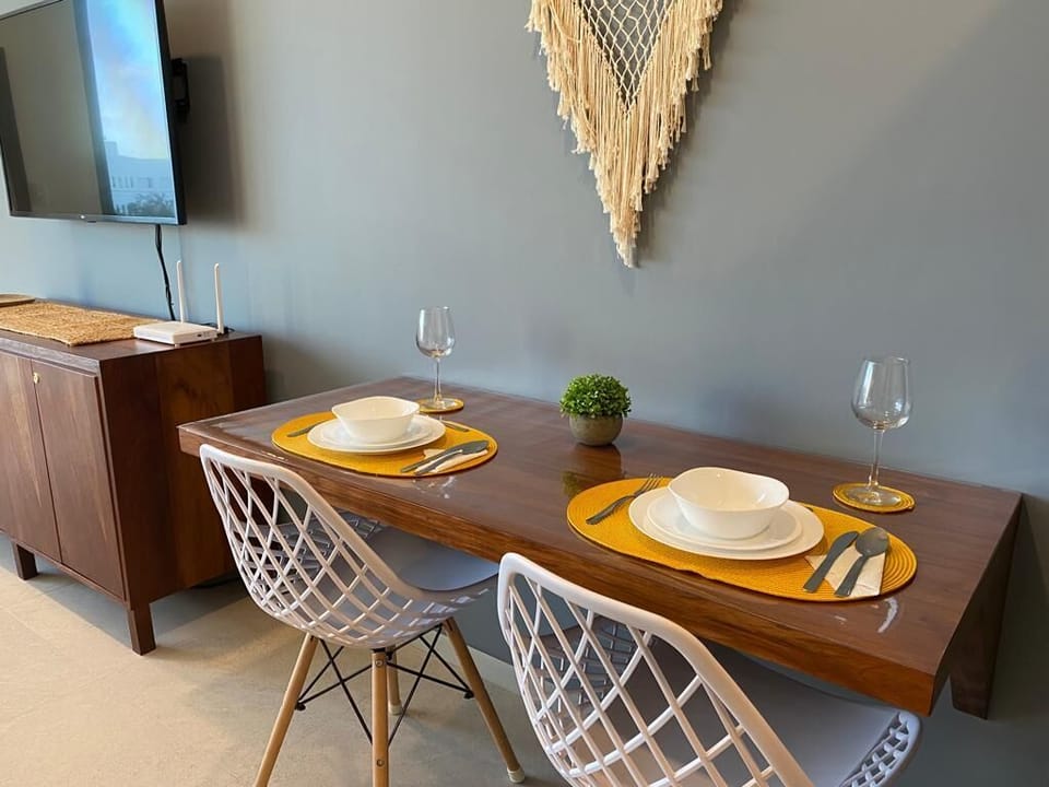 Modern dining setup with stylish details.