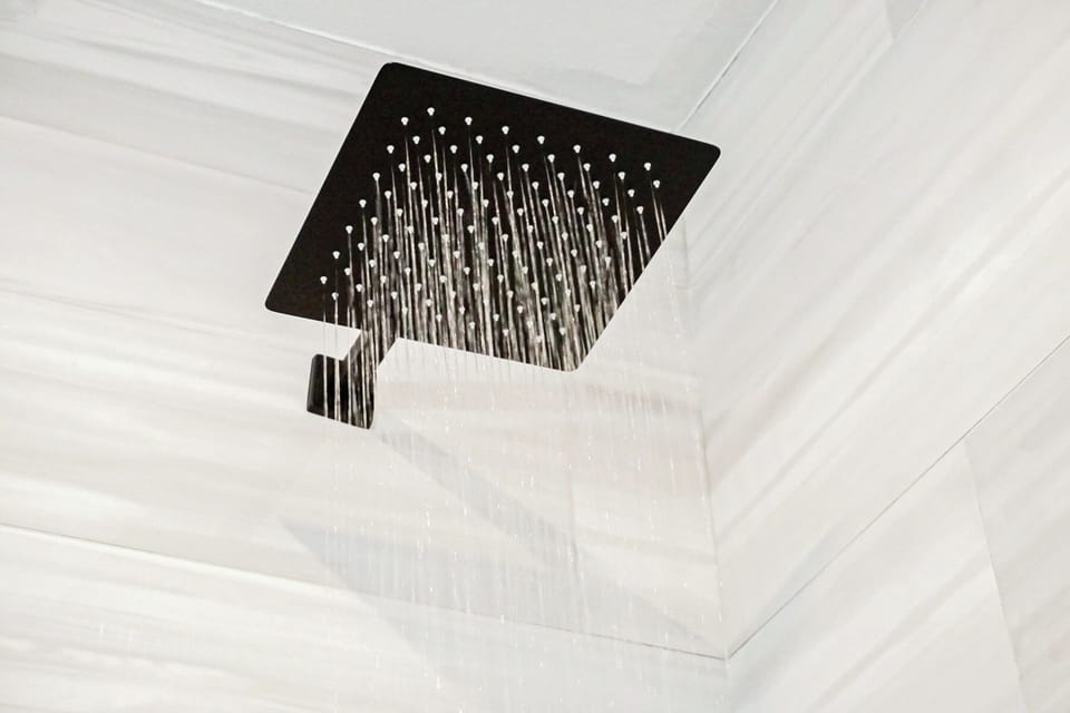 Rainfall shower designed for a relaxing, spa-like experience.