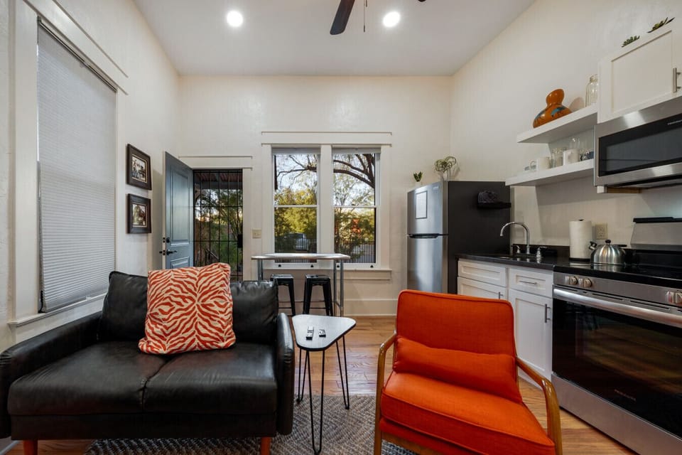 Cozy living room space with comfortable seating and smart TV