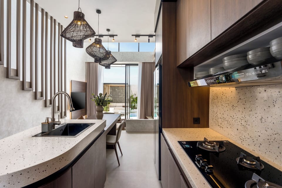 Deluxe Villa, 2 Bedrooms, Private Bathroom, Pool View | Private kitchen | Fridge, oven, stovetop, coffee/tea maker