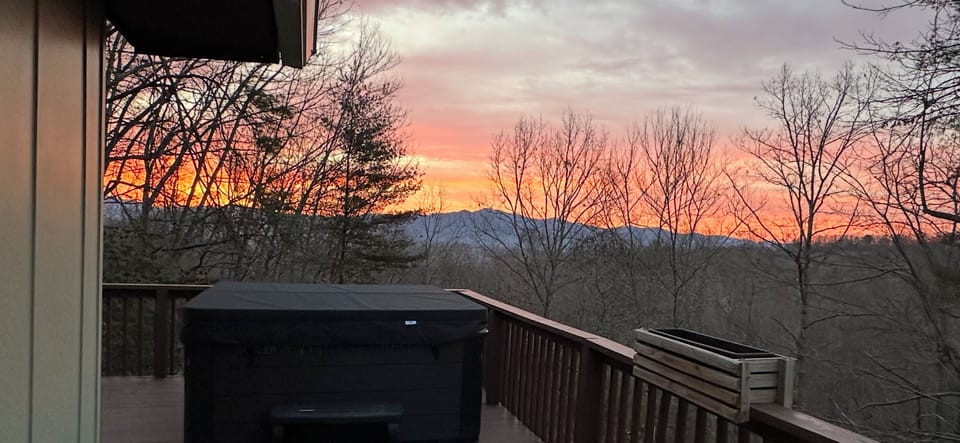 Sunrise over the hot tub