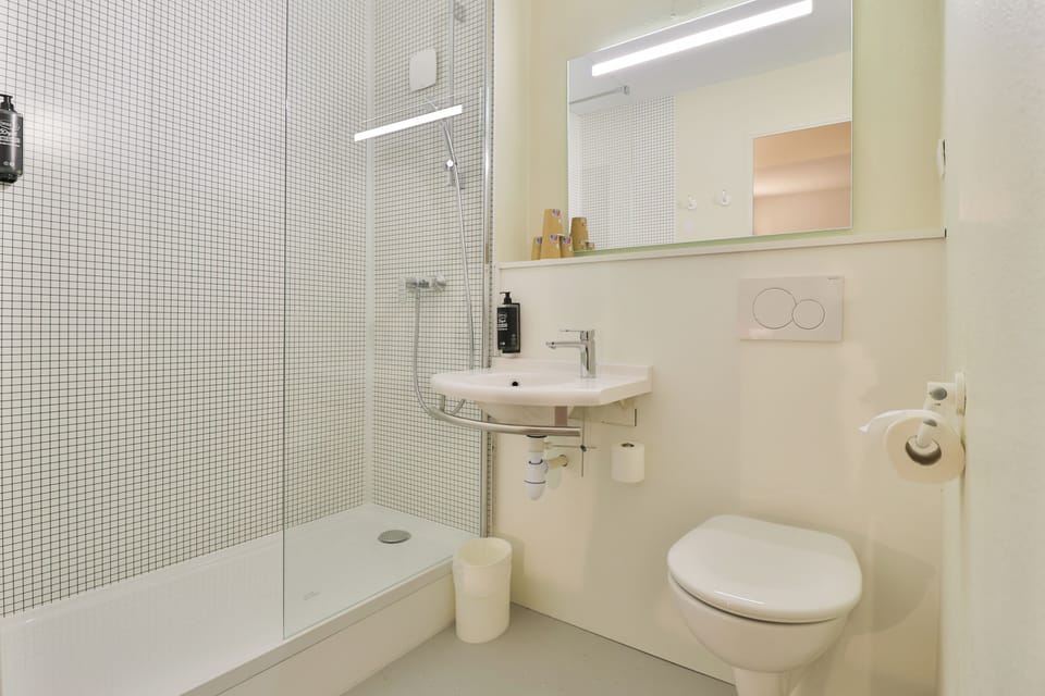 Eco-friendly toiletries, hair dryer, towels