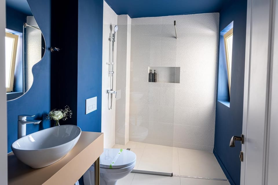 Shower, hair dryer, bathrobes, slippers