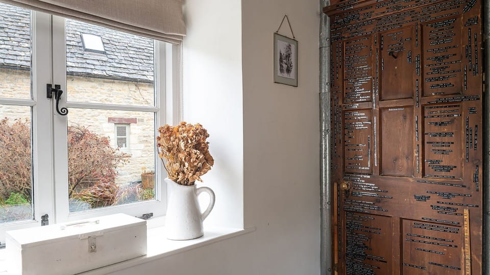 The handcrafted interiors make use of upcycled materials, giving the space both character and charm.