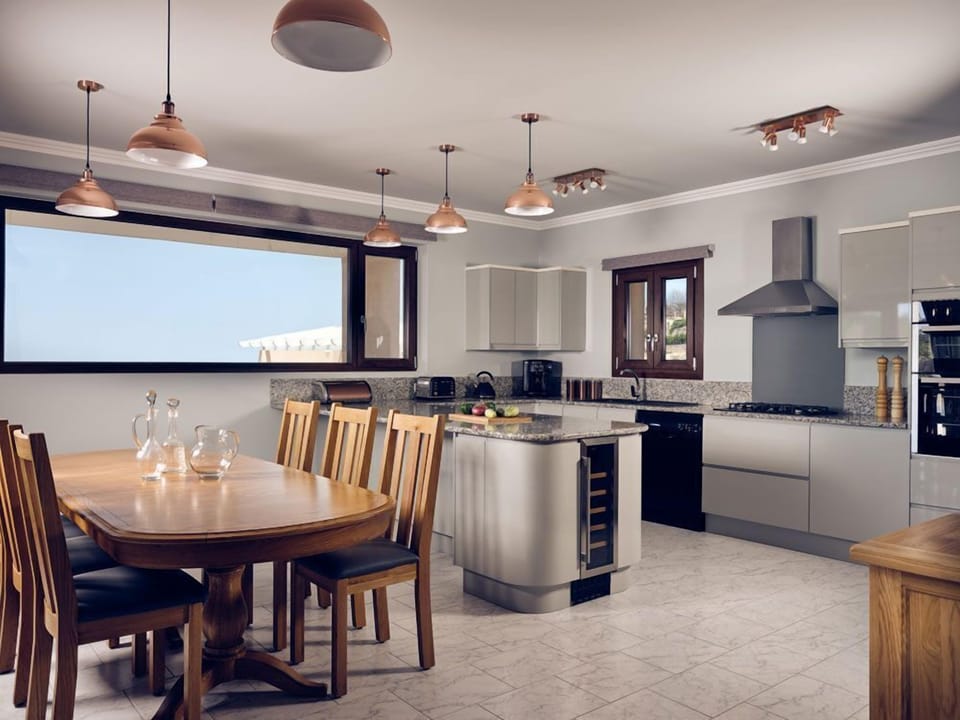 Luxury Villa, Sea View | Private kitchen | Full-size fridge, microwave, oven, stovetop