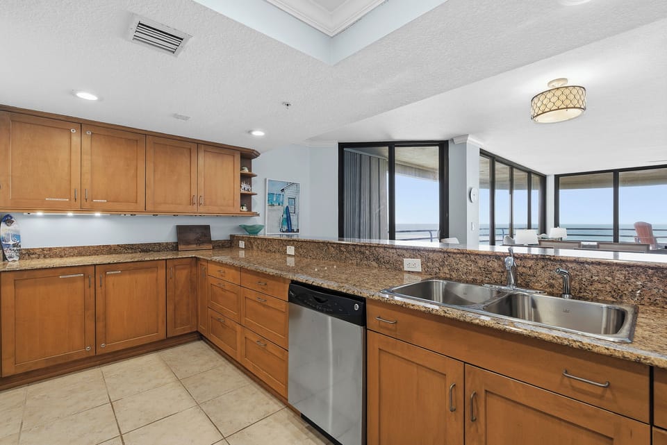 Kitchen and view