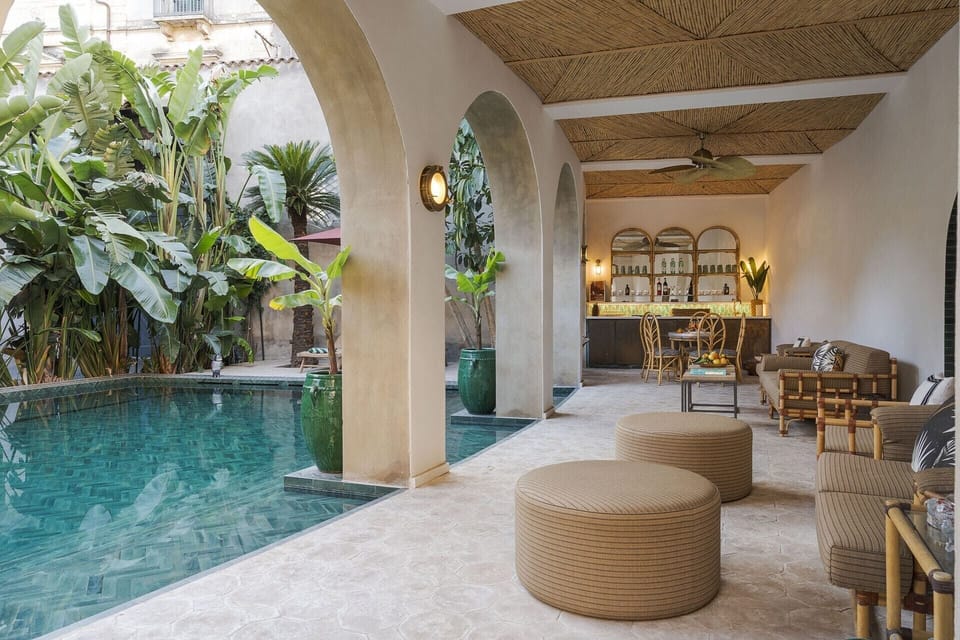 The sociable lounge area by the pool.