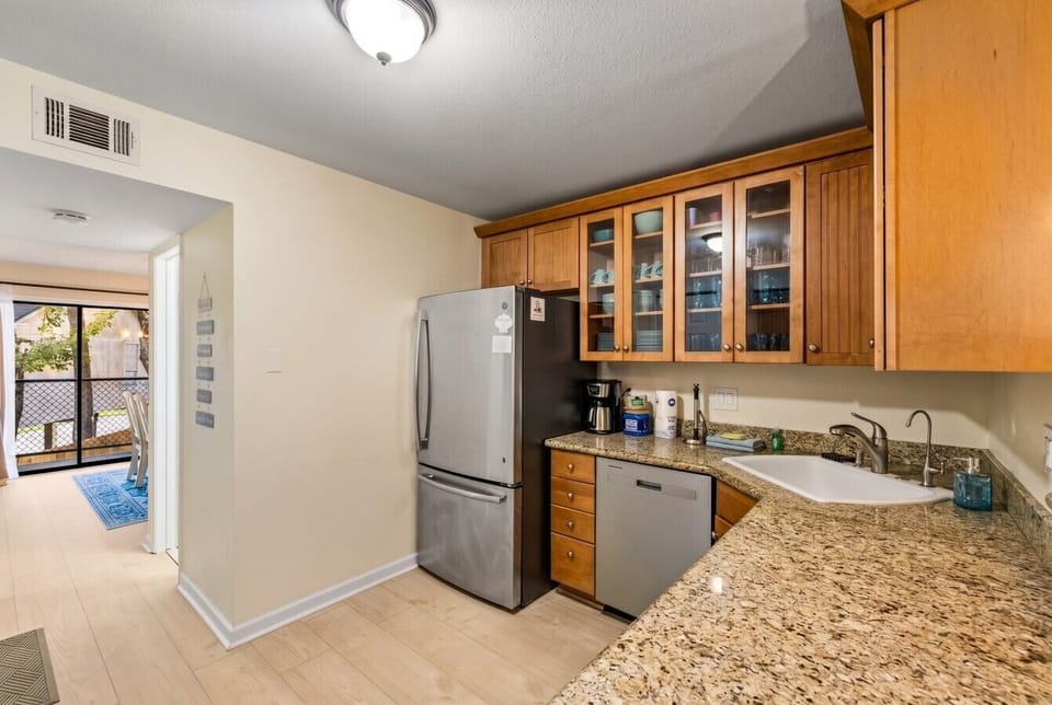 Bright kitchen with stainless steel appliances