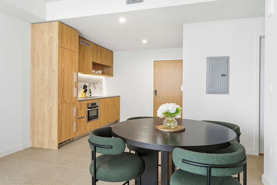 Dining and Kitchen area in one space.
