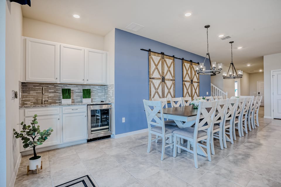 Dining area with seating for 14