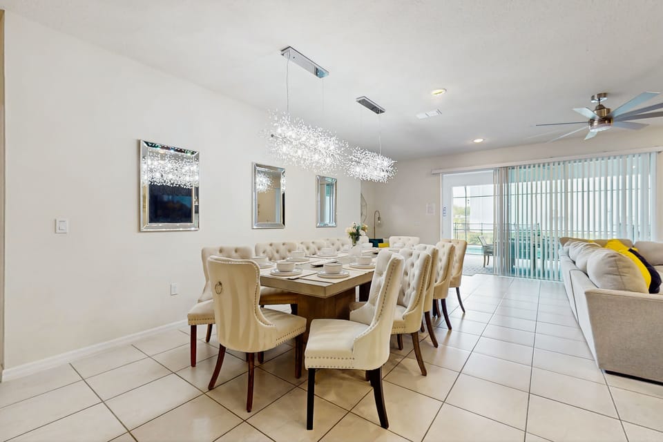 Our dining area has seating for 12 people, perfect for shared meals and special gatherings.