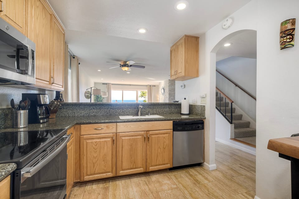 Full kitchen designed for comfortable monthly living.
