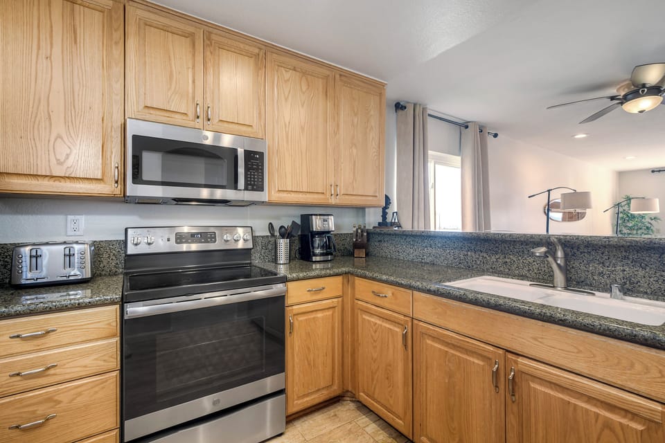 Modern appliances for easy extended-stay cooking.