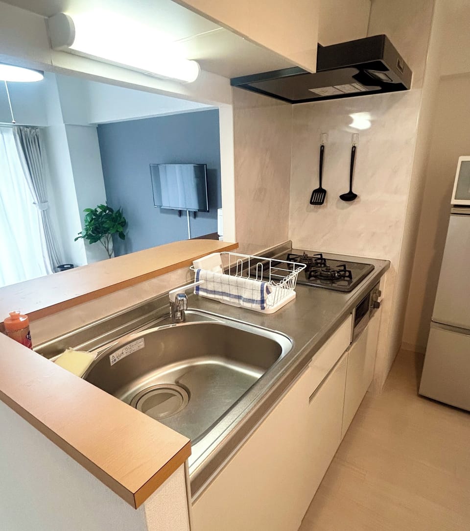 Apartment | Private kitchen | Fridge, microwave, stovetop, rice cooker