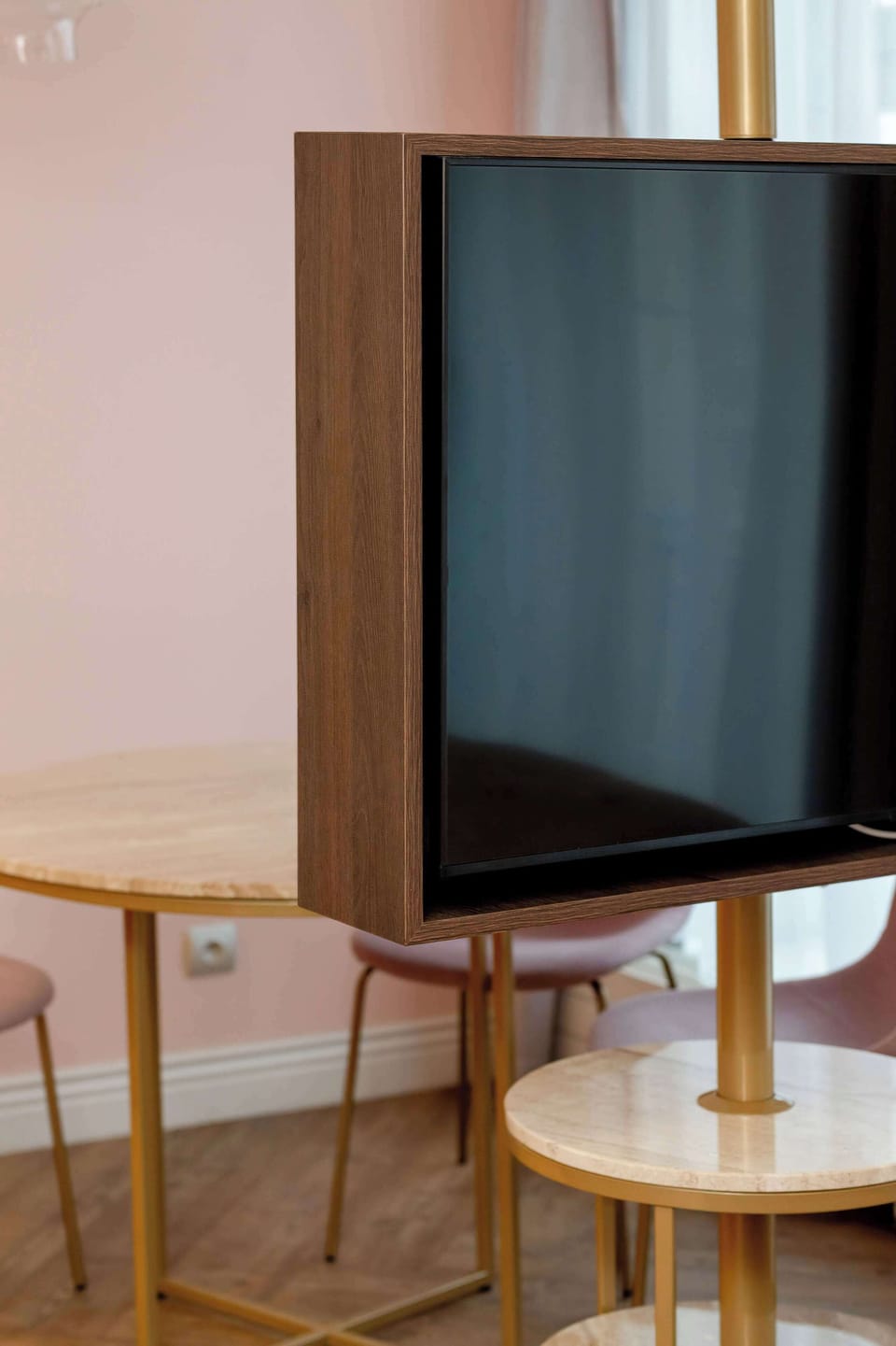 TV area with cabinet.