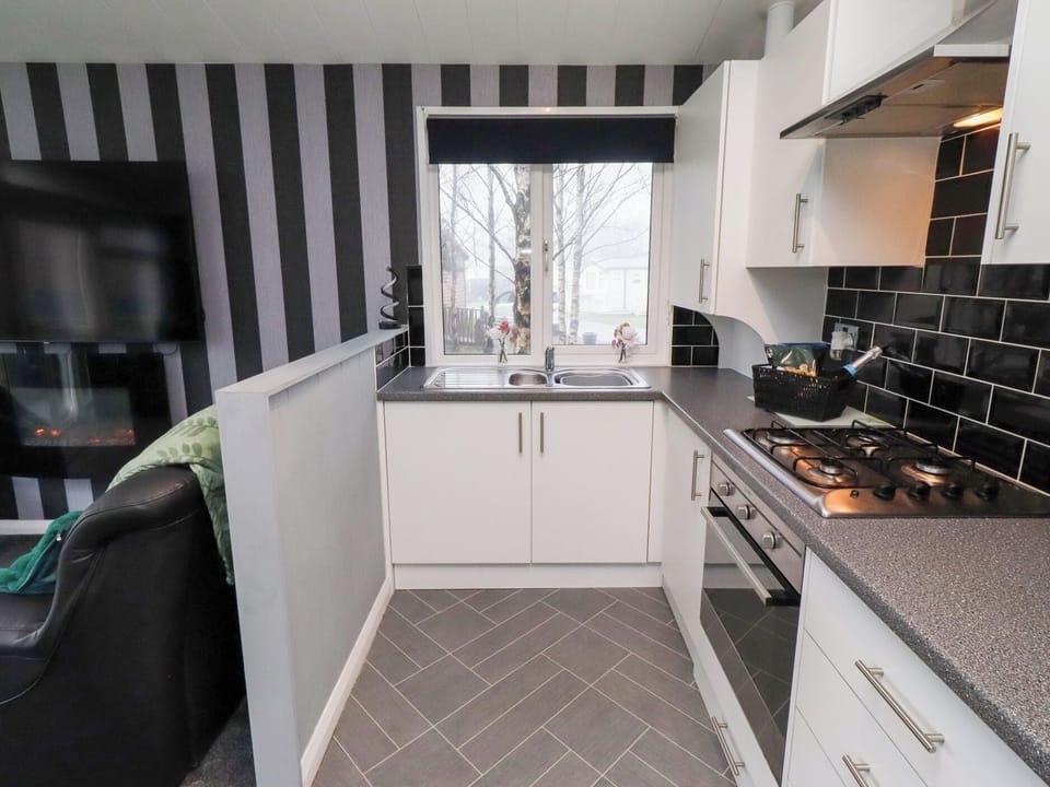 Fridge, microwave, toaster, cookware/dishes/utensils