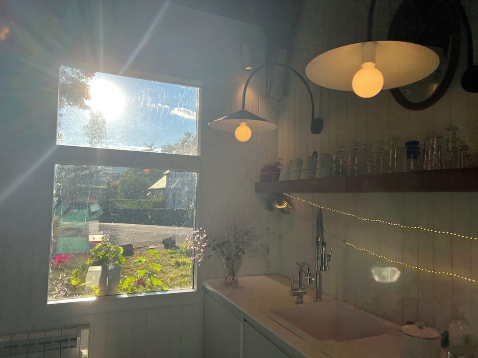 the big room is flooded with light in the morning and evenings 