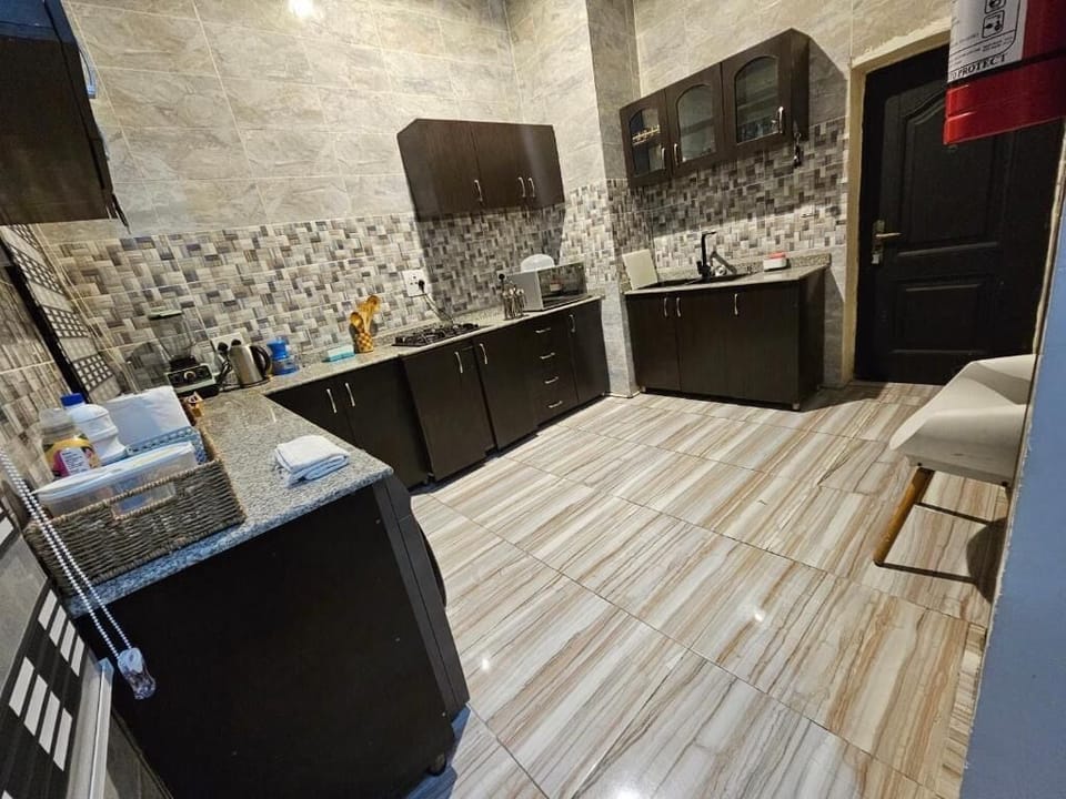 Family Apartment, Balcony, City View | Private kitchen | Fridge, microwave, oven, stovetop