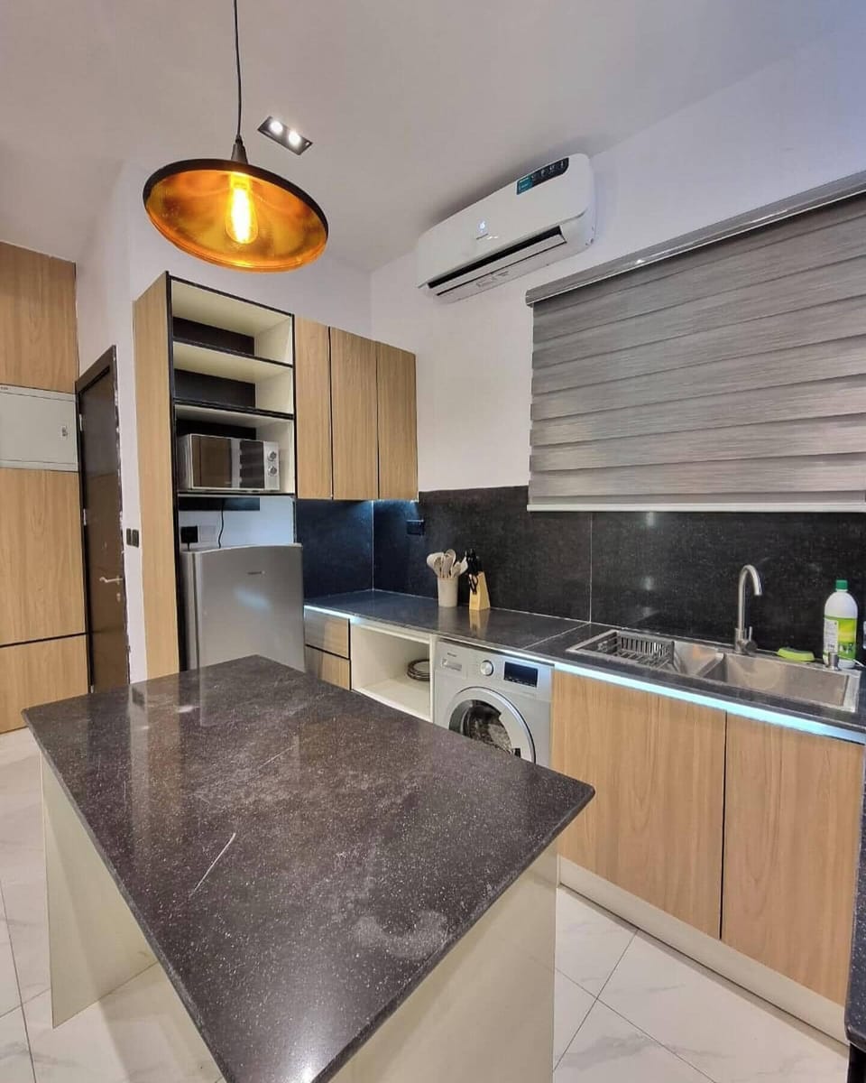 Economy Apartment, Balcony, City View | Private kitchen | Fridge, microwave, oven, stovetop