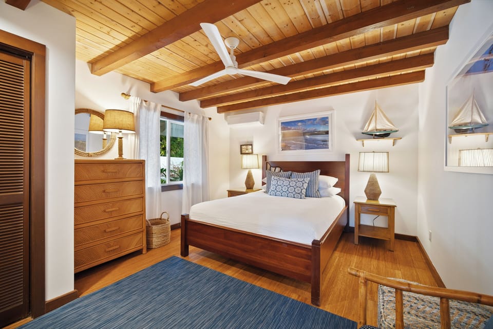 Quaint beach vibes in this guest room