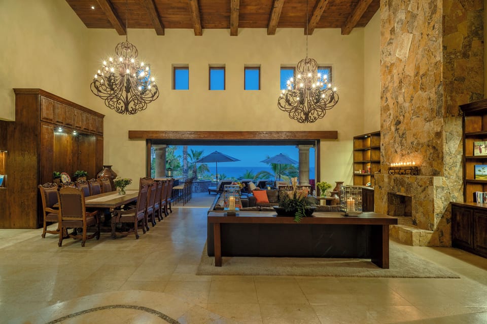 Living and dining area with patio access