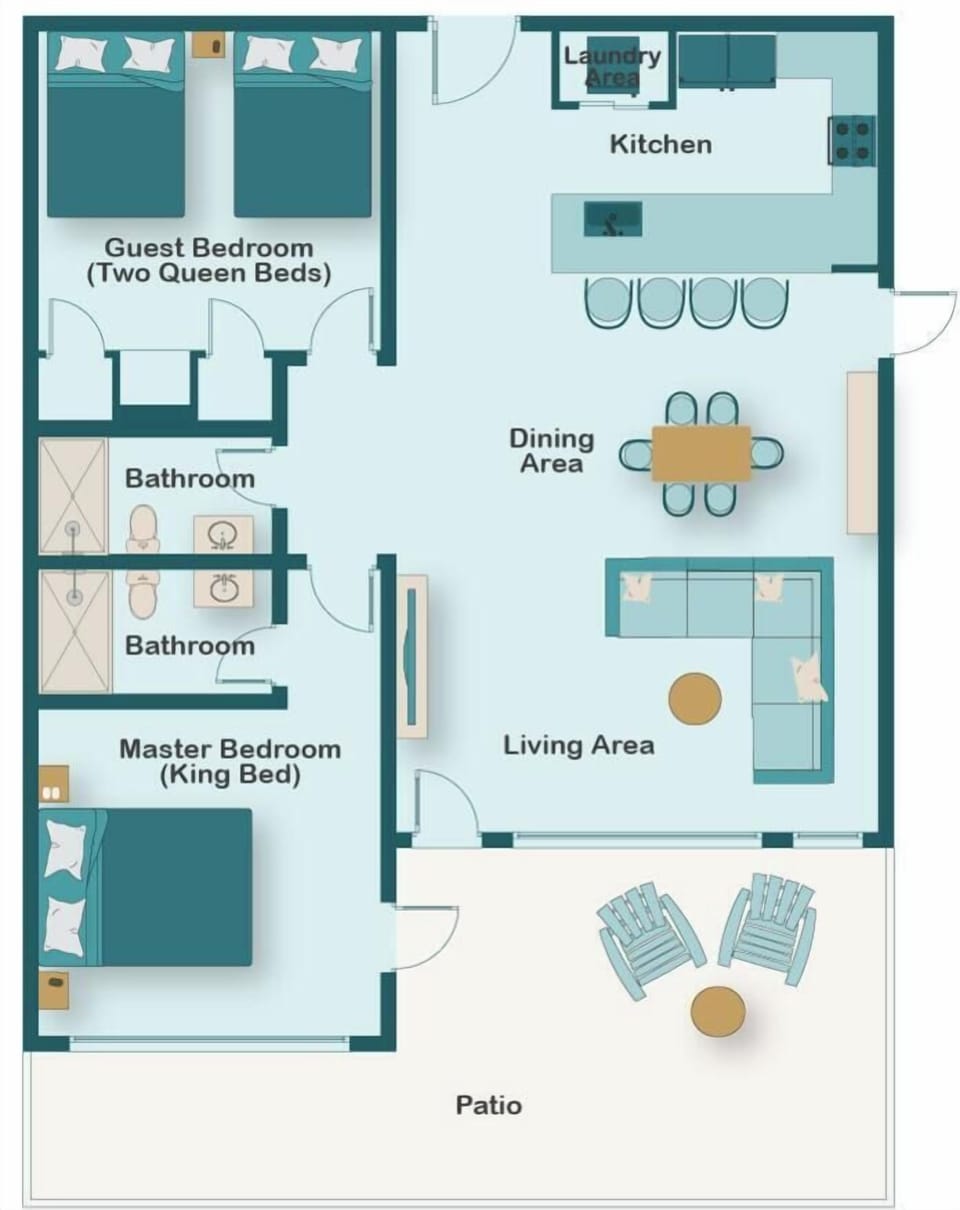 Floorplan for Tops'L Summit 106! This Spacious, Fully-Remodeled Condo is Professionally Designed, near the Resort's Private Beach, Fully-Stocked, and offers access to a heated pool and hot tub!