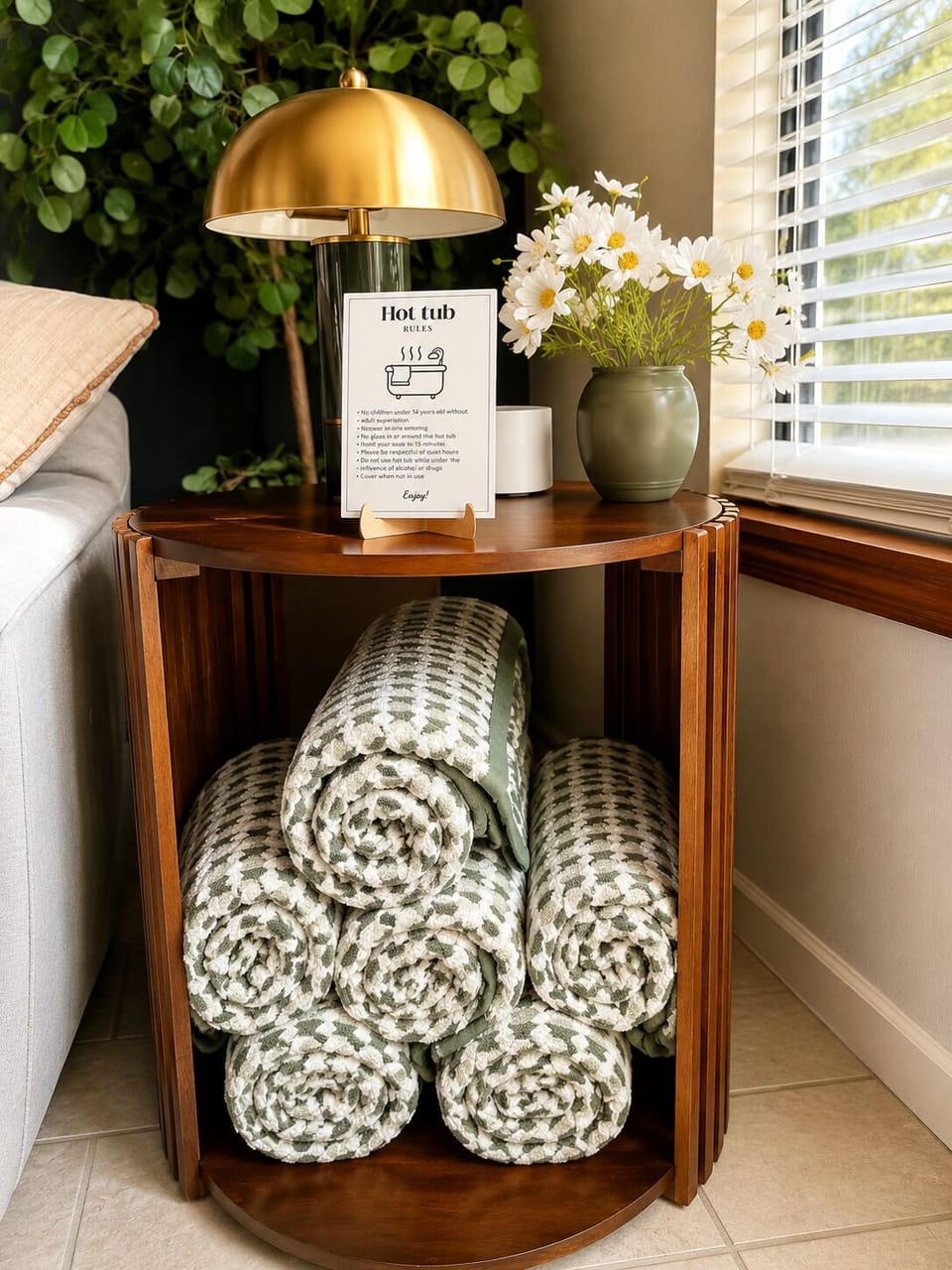 
Your hot tub retreat starts here fresh spa towels and thoughtful touches