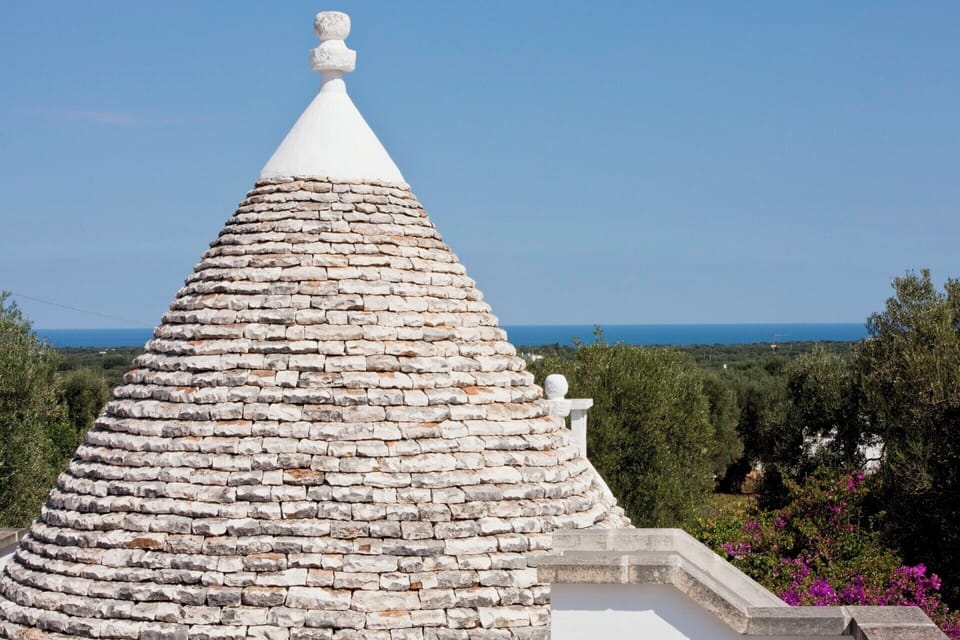 The original trullo and the seaview.