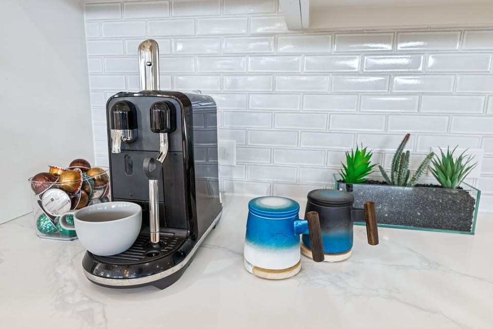 Coffee & espresso station with starter supplies.  