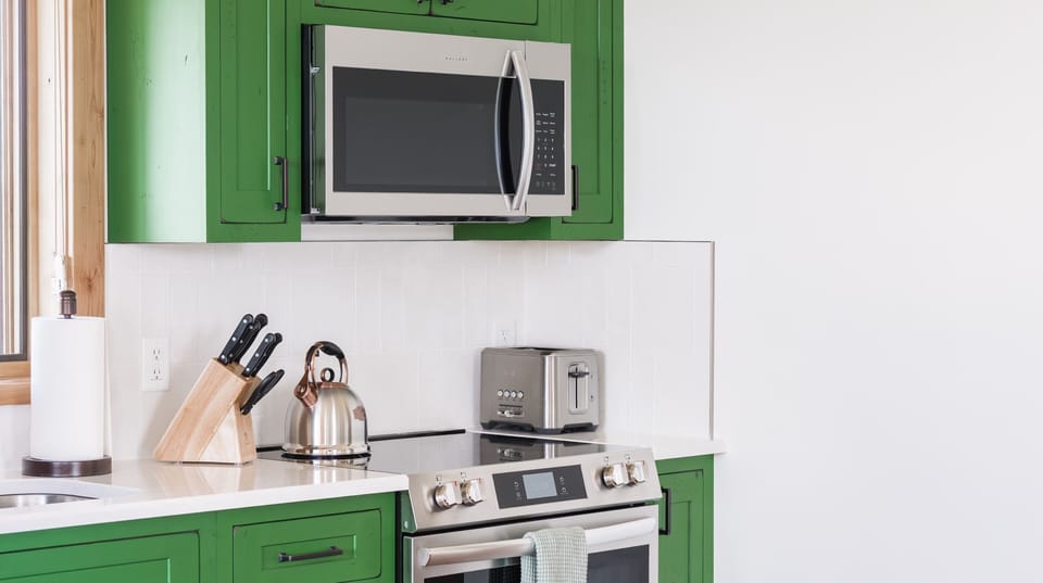 Oven & cooktop - plus toaster, kettle & microwave for all your cooking needs.