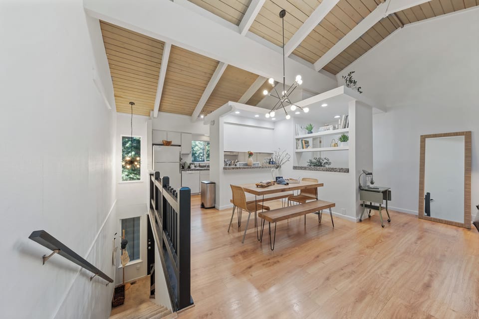 Open-concept dining and kitchen.