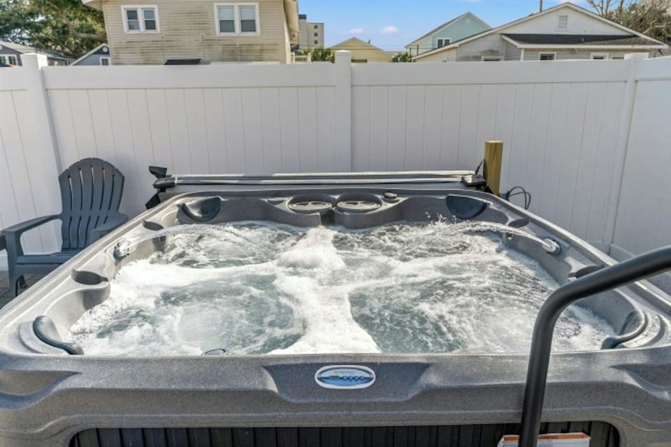 Soak in the hot tub after a game of golf. 