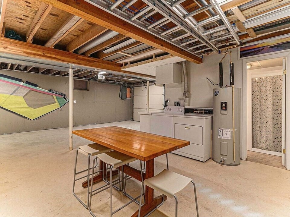 Indoors - entry level basement laundry
