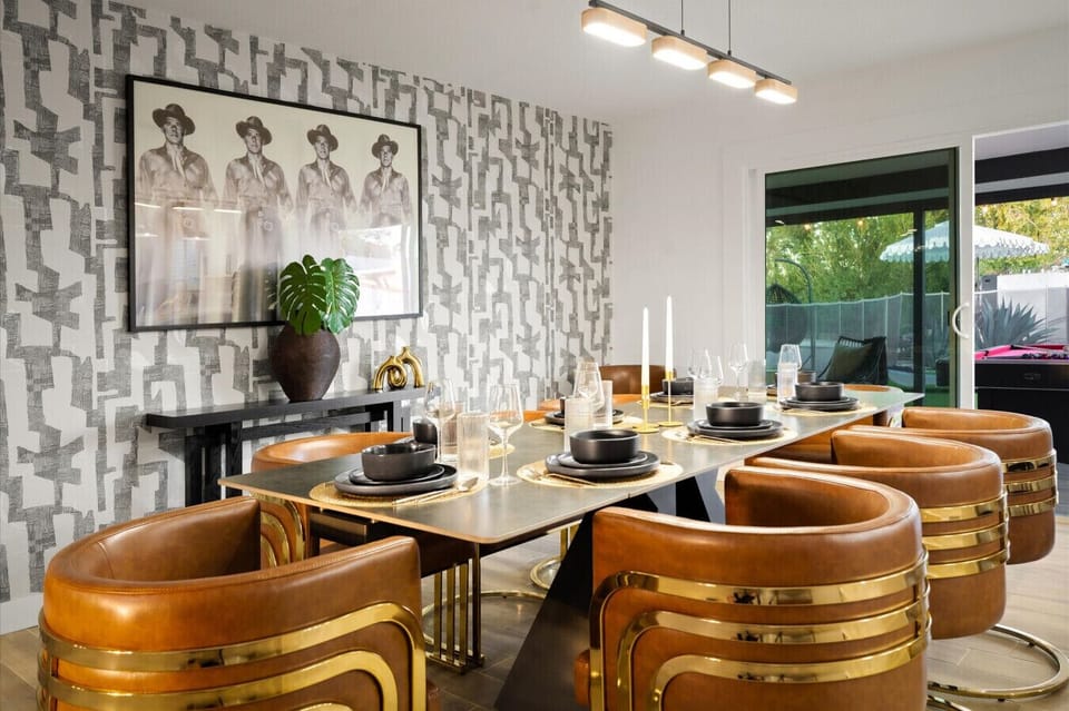 Chic Dining Space | Statement Wallpaper & Gold Accents