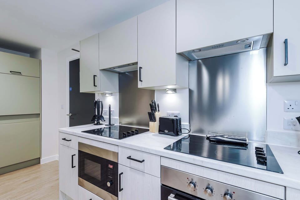 kitchen with modern appliances and ample storage