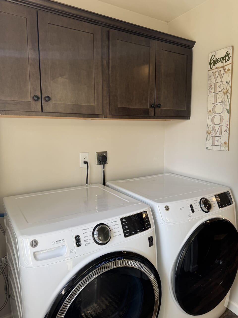 Washer and dryer; laundry soap is provided