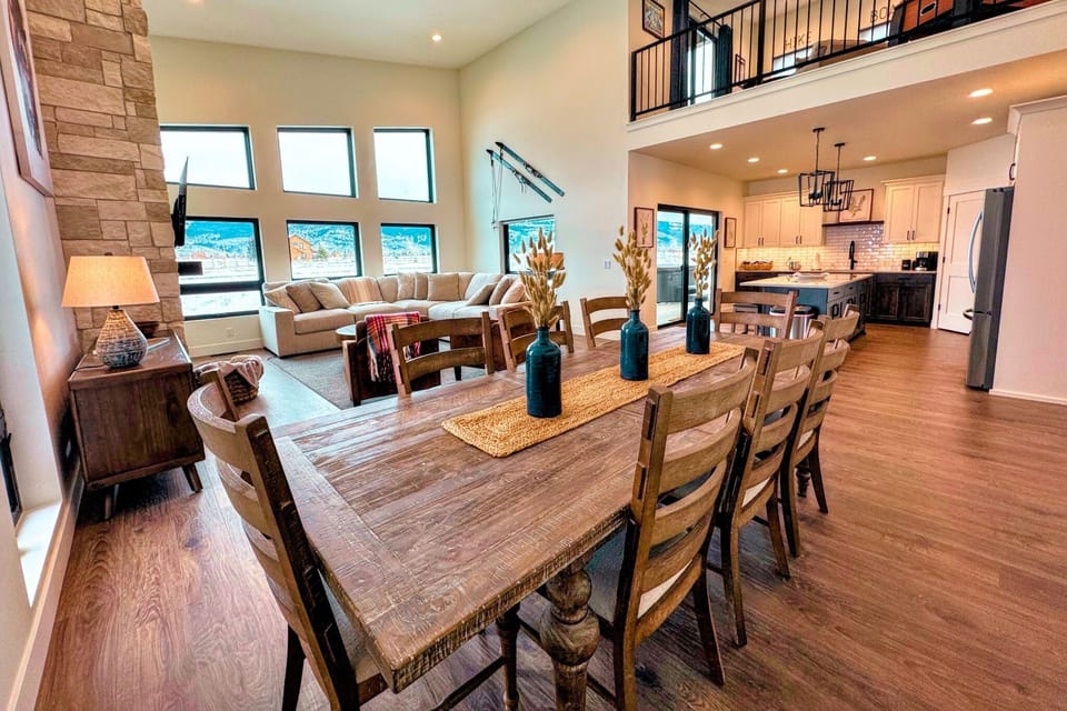 Gather around the dining table for food, conversation, and fun.